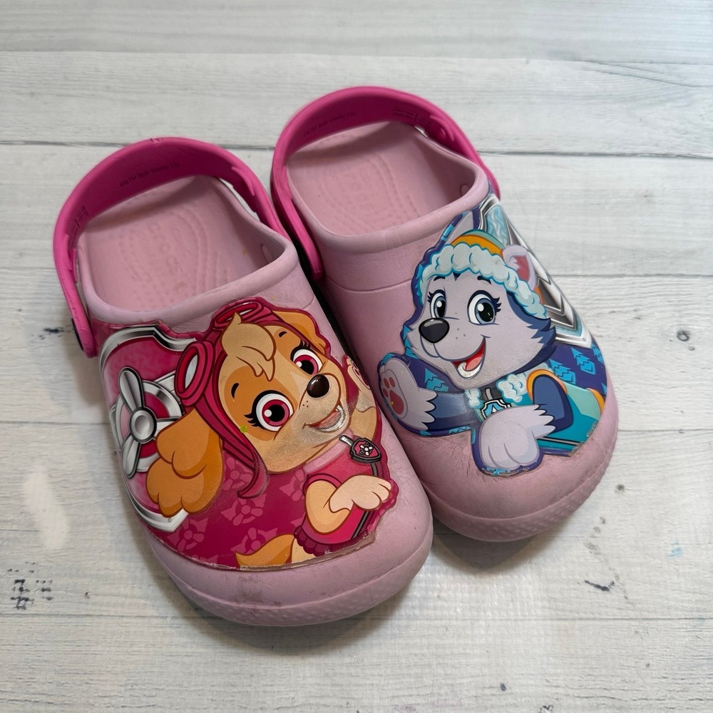 CROCS Paw Patrol Light Pink Skye & Everest big kids size 1